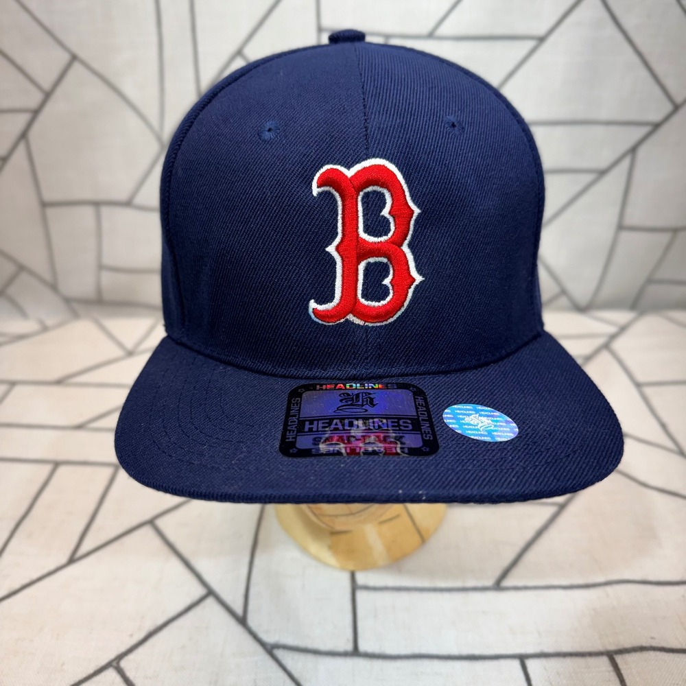 Headlines Boston Red Sox Hat‎ OSFA Navy Blue Snapback Baseball Cap Flat Brim